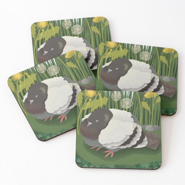 Item preview, Cute Sleepy Pigeon and Dandelions designed and sold by BirbdoodlesShop.