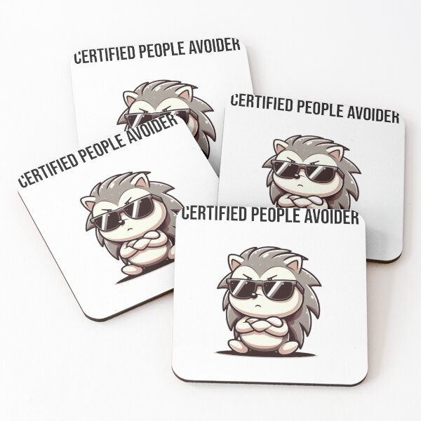 Item preview, Certified People Avoider with Grumpy Cartoon Hedgehog – Funny Introvert Gift - Black text designed and sold by Confuzz1ed.