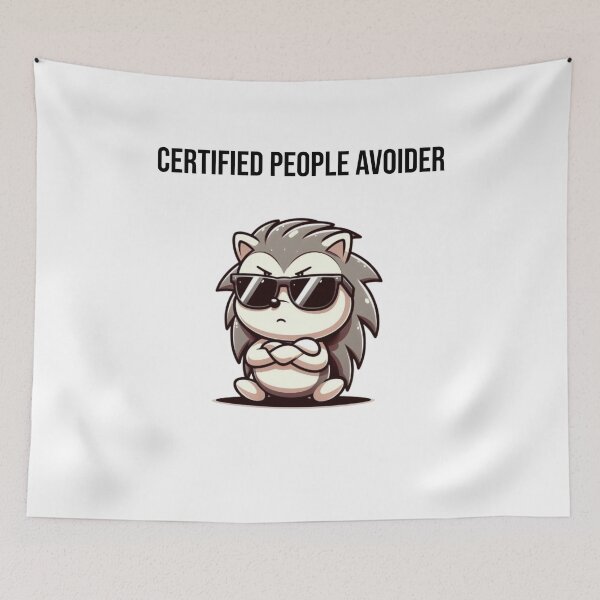 Item preview, Certified People Avoider with Grumpy Cartoon Hedgehog – Funny Introvert Gift - Black text designed and sold by Confuzz1ed.