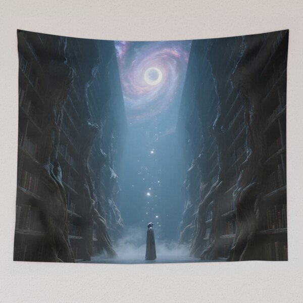 Item preview, The Cosmic Library Celestial Fantasy Art Print designed and sold by AetherLightArt.