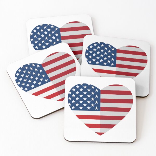 Item preview, Geometric heart with USA flag designed and sold by di-Vera-Rosati.