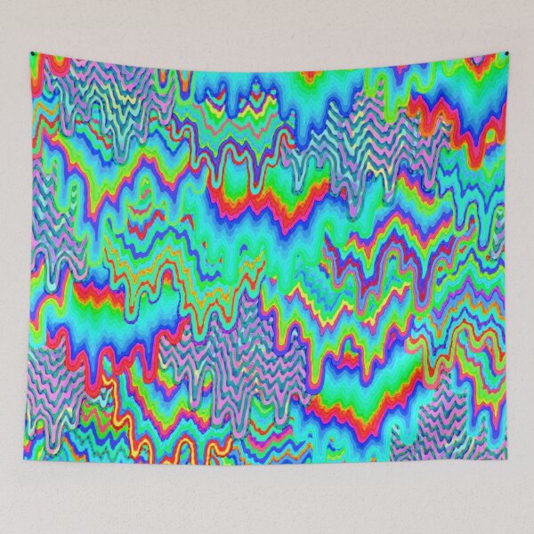 Item preview, Psychedelic Melting Rainbow Teal Rave Design Festival Flag Pattern designed and sold by FestDrip.