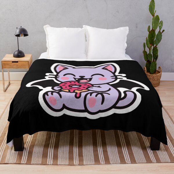 Item preview, Kawaii Vampire Bat Cat with Donut – Sticker & Shirt designed and sold by Chibi MoonPaws.