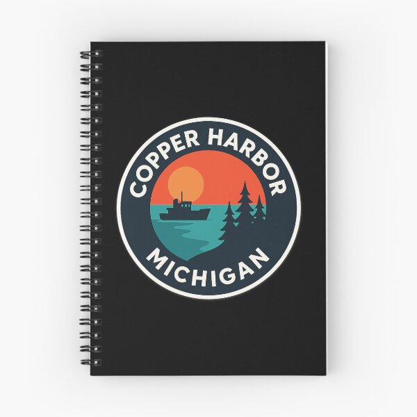 Item preview, Copper Harbor Michigan Retro Sunset Pine Tree Design designed and sold by American Travels.