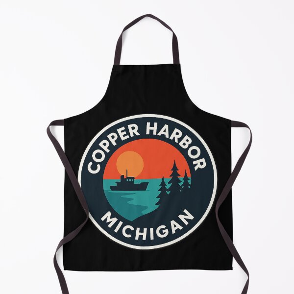 Item preview, Copper Harbor Michigan Retro Sunset Pine Tree Design designed and sold by American Travels.