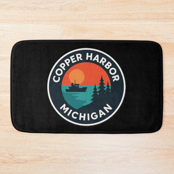 Item preview, Copper Harbor Michigan Retro Sunset Pine Tree Design designed and sold by American Travels.