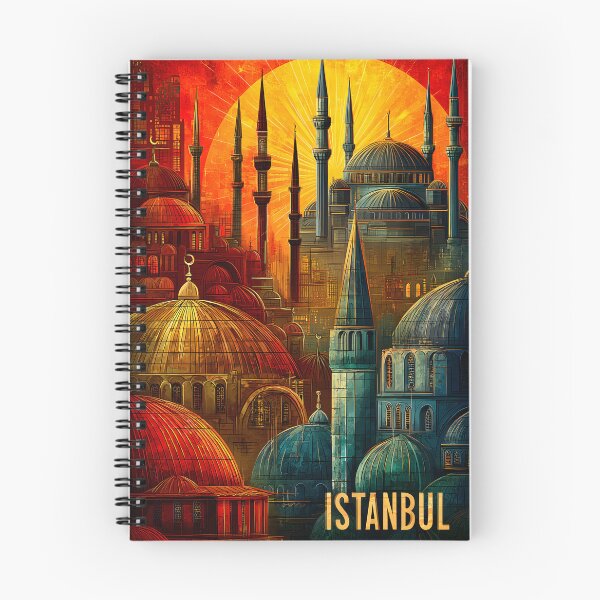Artikelvorschau, Reiseplakat der Skyline von Istanbul bei Sonnenuntergang mit Kuppeln entworfen und verkauft von Artessie.