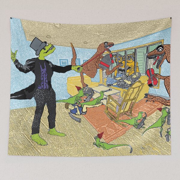 Item preview, Rambunctious dinosaur jam session in the living room! designed and sold by UncleBunkle.