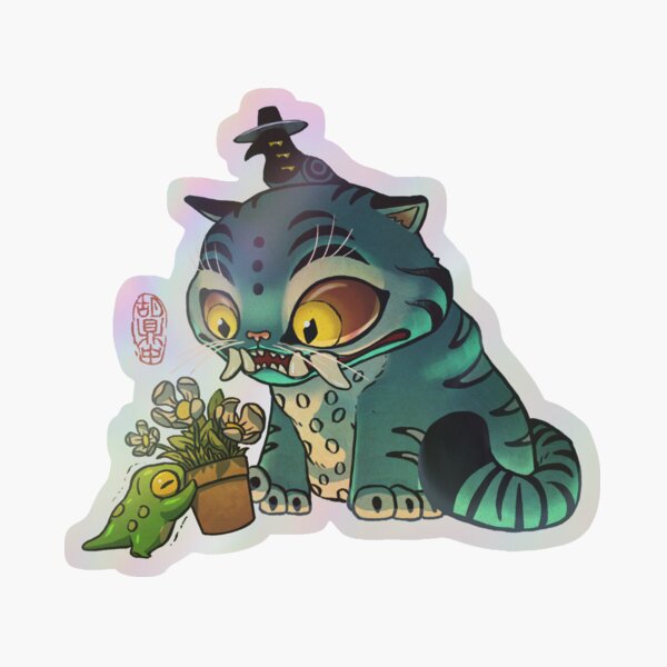 Item preview, Korean Tiger and Magpie Derpy and Sussie Demon Hunters KPop Asian Fantasy Frog Illustration designed and sold by DingHuArt.