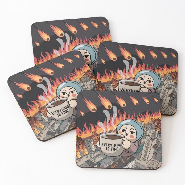 Item preview, Everything Is Fine - Funny Apocalypse Coffee Sticker designed and sold by Arthoughts.