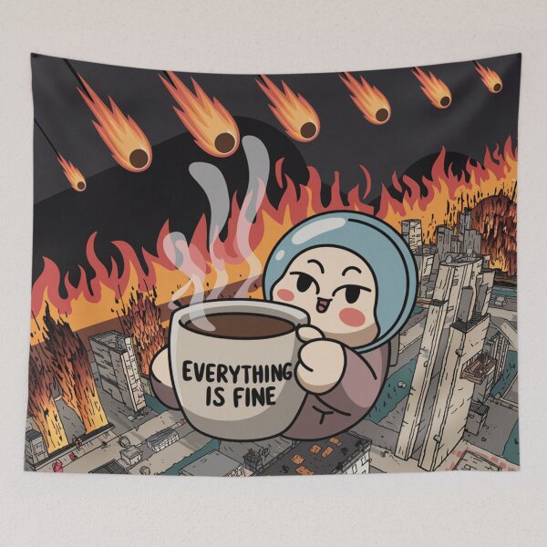 Item preview, Everything Is Fine - Funny Apocalypse Coffee Sticker designed and sold by Arthoughts.