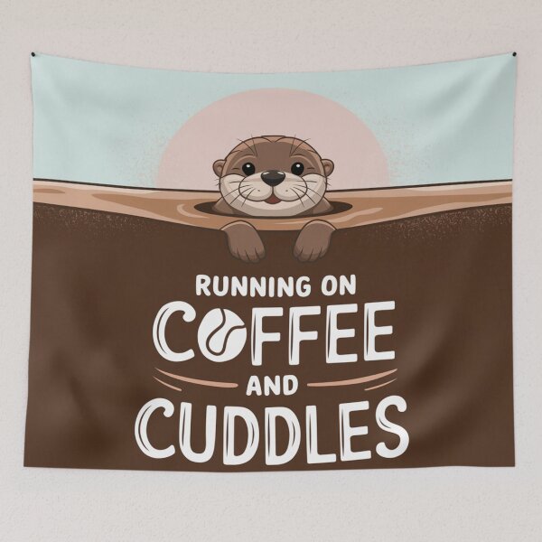 Item preview, Running on Coffee and Cuddles - Cute Funny Otter Sticker designed and sold by Arthoughts.