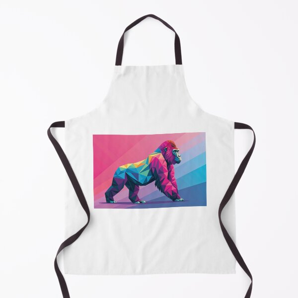 Item preview, Vibrant LowPoly Gorilla Against Pink and Blue Gradient Background designed and sold by elkuni.