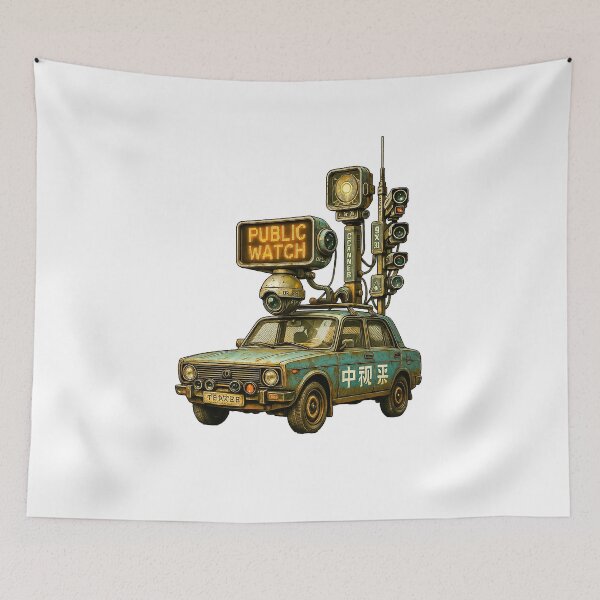 Item preview, Public Watch Surveillance Car – Rustpunk Cyberpunk Art - The Reds are Coming designed and sold by Michael van der Hoorn.