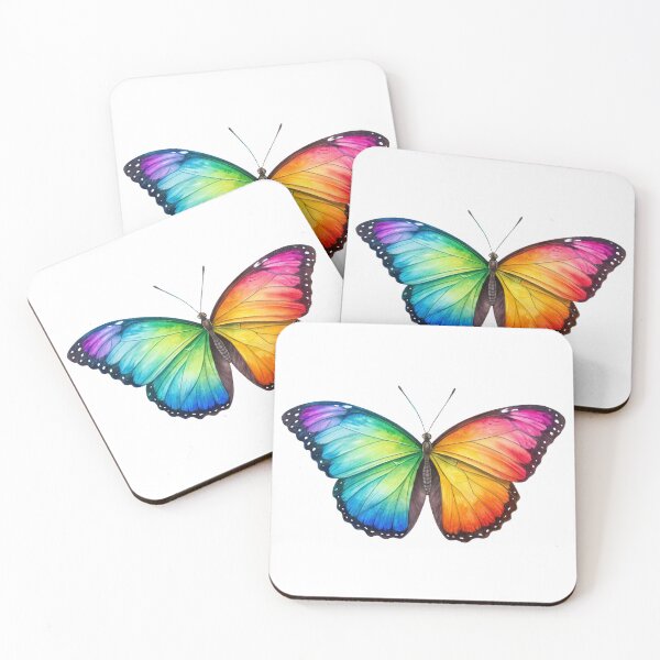 Item preview, Vibrant Rainbow Butterfly Wings Colorful Insect Nature Art Digital Painting, isolated on white background designed and sold by elkuni.