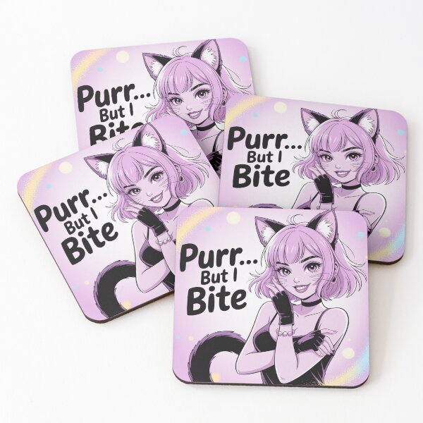 Item preview, Purr… But I Bite - Flirty Cute Catgirl Anime Sticker  designed and sold by Arthoughts.