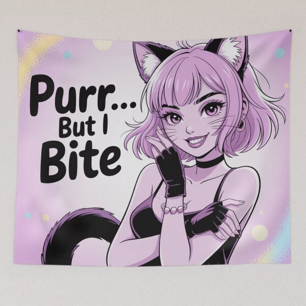 Item preview, Purr… But I Bite - Flirty Cute Catgirl Anime Sticker  designed and sold by Arthoughts.