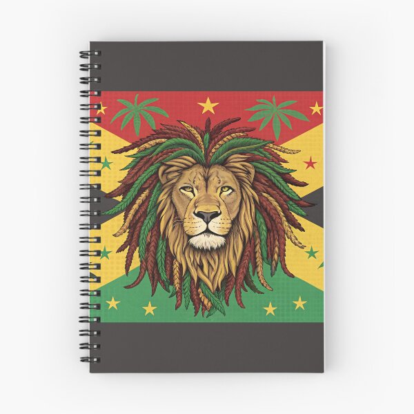 Item preview, Vibrant reggae-inspired wallpaper features a majestic lion's head with dreadlocks, surrounded by colorful Jamaican  designed and sold by elkuni.