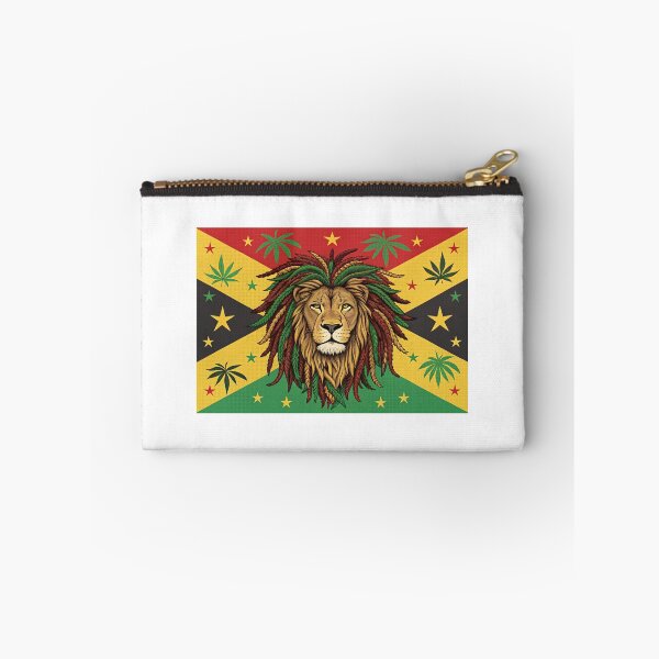 Item preview, Vibrant reggae-inspired wallpaper features a majestic lion's head with dreadlocks, surrounded by colorful Jamaican  designed and sold by elkuni.
