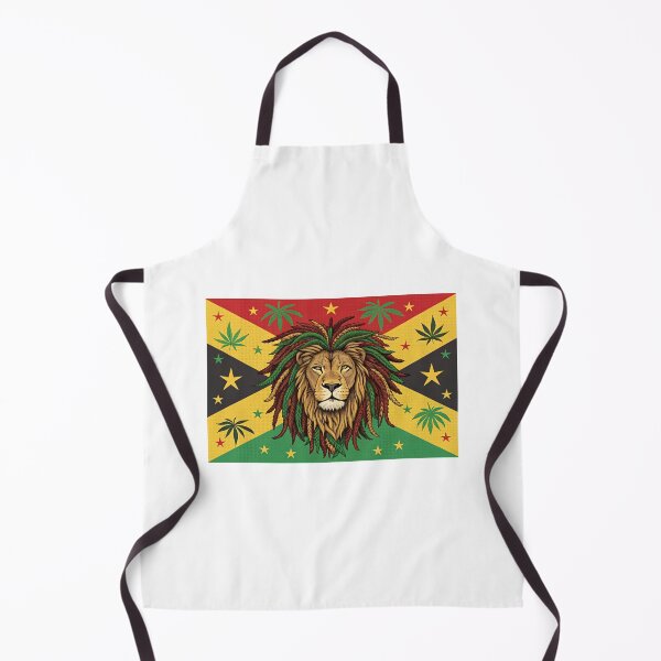 Item preview, Vibrant reggae-inspired wallpaper features a majestic lion's head with dreadlocks, surrounded by colorful Jamaican designed and sold by elkuni.