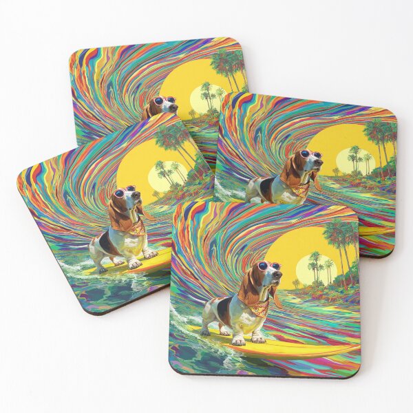 Item preview, Psychedelic Surf Basset Hound designed and sold by Arthoughts.