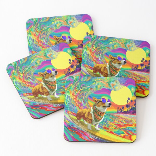 Item preview, Psychedelic Surf Corgi designed and sold by Arthoughts.