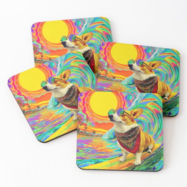 Item preview, Psychedelic Surf Corgi designed and sold by Arthoughts.
