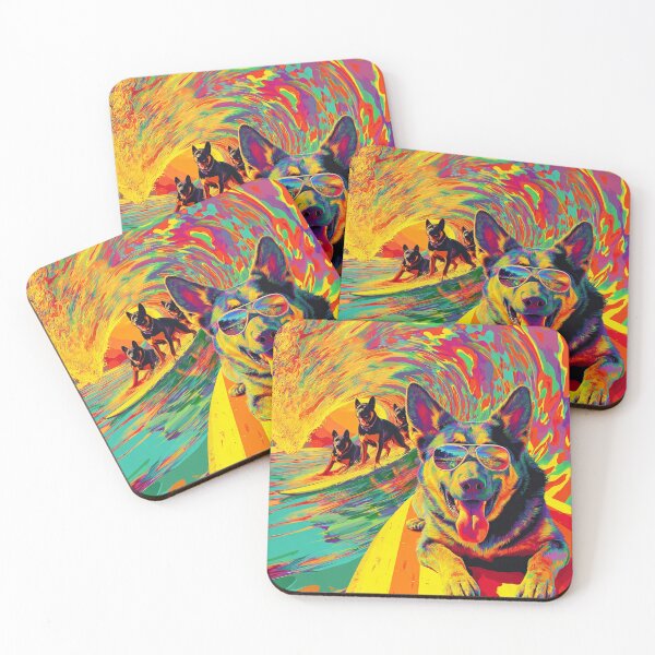 Item preview, Psychedelic Surf German Shepherds designed and sold by Arthoughts.