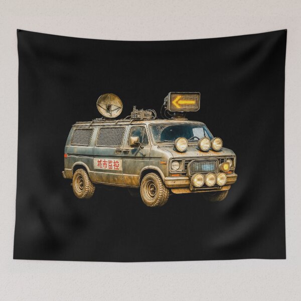 Item preview, The Reds Are Coming Urban Surveillance Van Cyberpunk Art designed and sold by Michael van der Hoorn.
