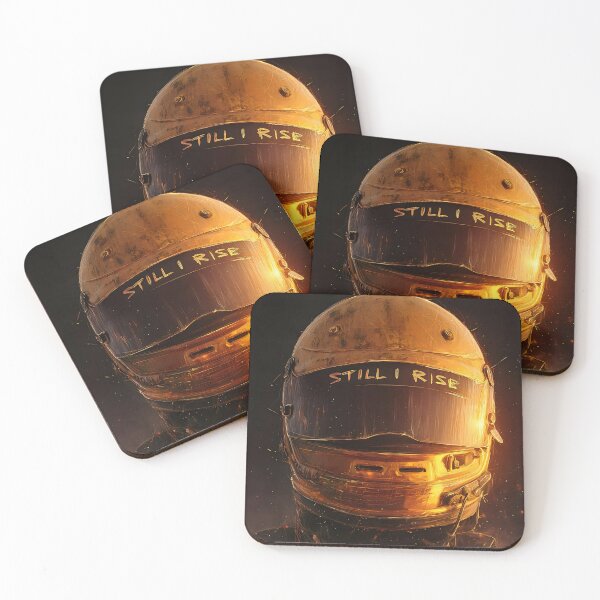 Item preview, Racing Against the Odds – Still I Rise Gold Helmet designed and sold by AI-Only Creations.