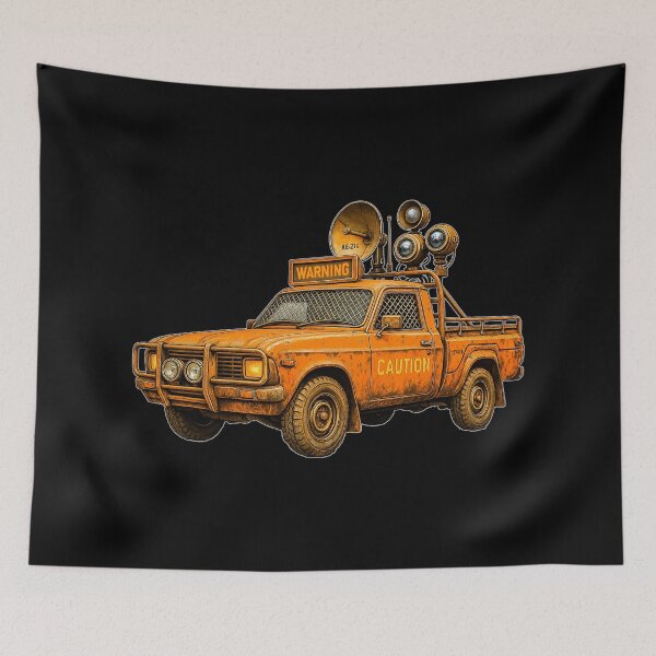 Item preview, The Reds Are Coming Warning Ute Cyberpunk Rust Art designed and sold by Michael van der Hoorn.