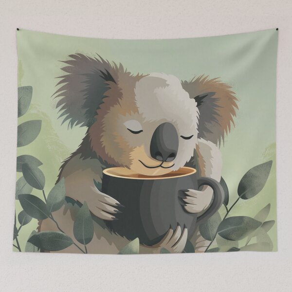 Item preview, Sleepy Koala with Black Coffee Mug - Cute Funny Animal Sticker designed and sold by Arthoughts.