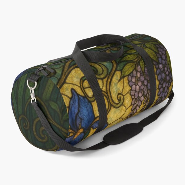 Item preview, Elegant Stained Glass Depicting Colorful Irises and Wisteria Blossoms designed and sold by Rue Design Company.