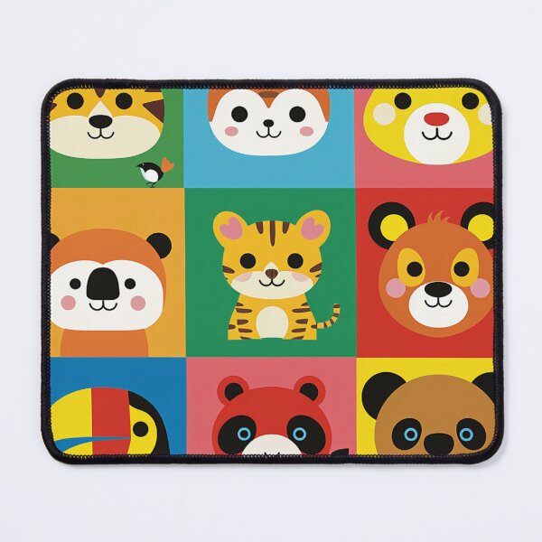 Item preview, Cute Jungle Animal Grid - Funny Colorful Cartoon Sticker designed and sold by Arthoughts.
