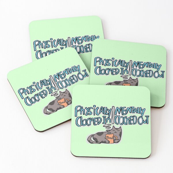 Item preview, “Physically Clocked In | Mentally Clocked Out” Gray Cat – Sleepy Workday Mood Design designed and sold by Cherry Prism Designs.