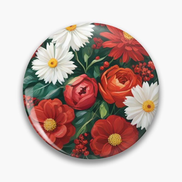 Item preview, Arrangement of Red, White, and Yellow Flowers Between Leaves designed and sold by Ciervo Primavera.