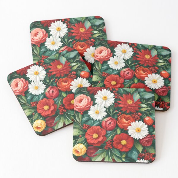 Item preview, Arrangement of Red, White, and Yellow Flowers Between Leaves designed and sold by Ciervo Primavera.