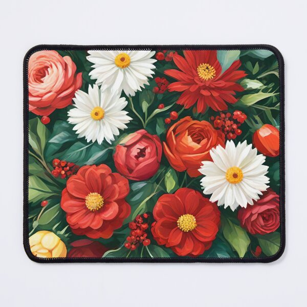 Item preview, Arrangement of Red, White, and Yellow Flowers Between Leaves designed and sold by Ciervo Primavera.