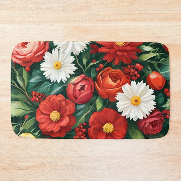 Item preview, Arrangement of Red, White, and Yellow Flowers Between Leaves designed and sold by Ciervo Primavera.