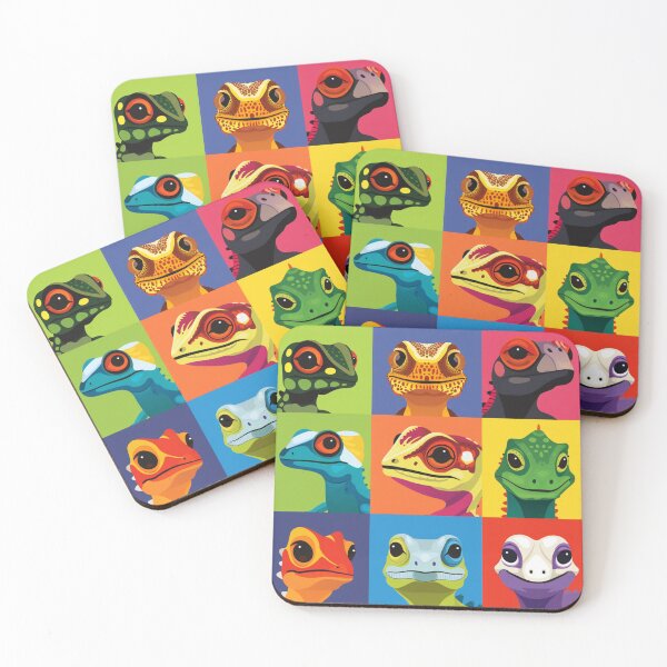 Item preview,  Vibrant Reptile Faces Grid - Funny Gecko & Lizard Sticker designed and sold by Arthoughts.