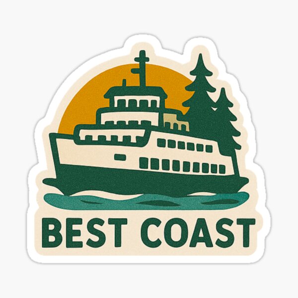 Item preview, Best Coast Ferry — PNW Maritime Adventure Sticke designed and sold by Camphost Confessions.
