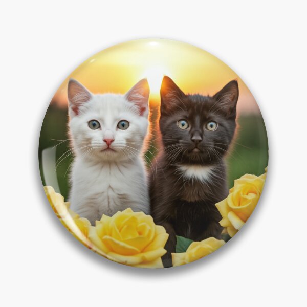 Item preview, black and white kittens in a bed of roses in love  designed and sold by Rubyrosethorns.
