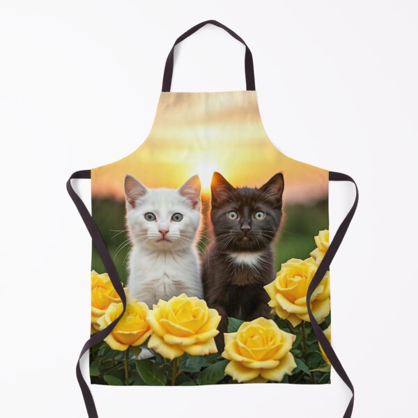 Item preview, black and white kittens in a bed of roses in love  designed and sold by Rubyrosethorns.