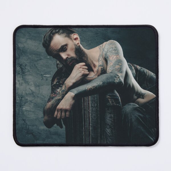 Item preview, Tattooed Man Moody Ink & Muscle Portrait designed and sold by Atlas Kai.