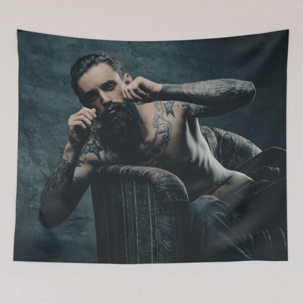 Item preview, Tattooed Man Moody Ink & Muscle Portrait designed and sold by Atlas Kai.