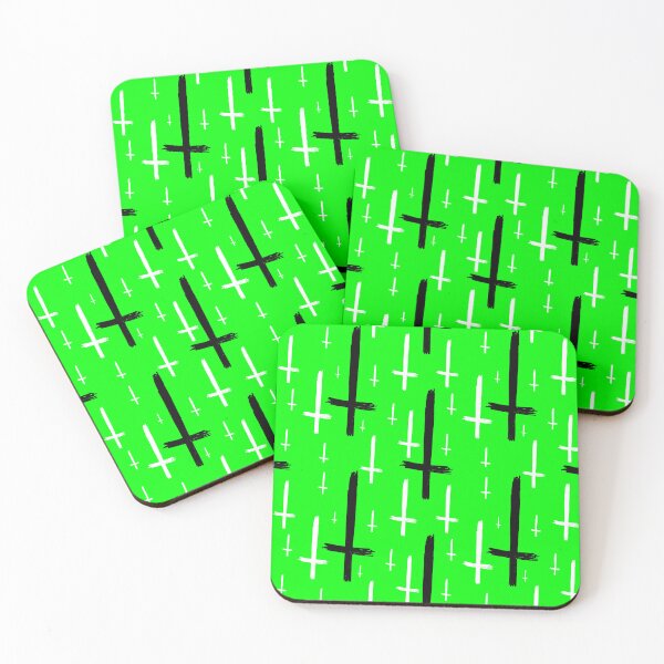 Item preview, upside down inverted cross acid green black designed and sold by Gossip Rag.