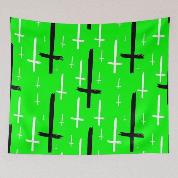 Item preview, upside down inverted cross acid green black designed and sold by Gossip Rag.