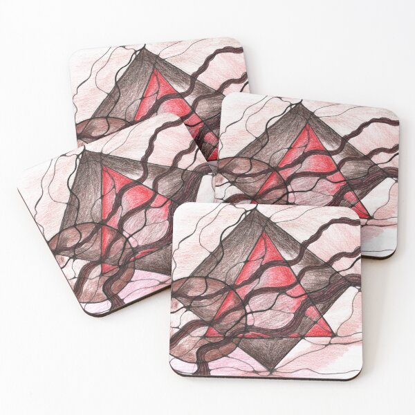 Item preview, Geometric Red and Brown Neurographic Art Print – Abstract Triangle Composition for Wall Decor, Gifts, Mugs, Clothing and More designed and sold by irinaneuro.