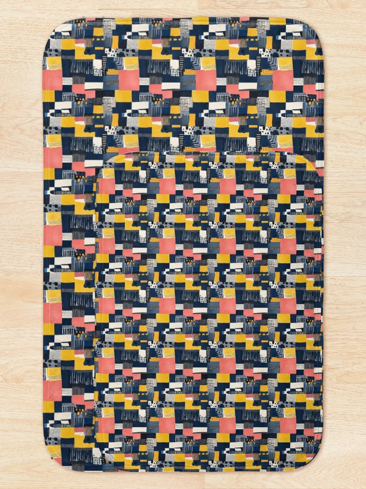 Thumbnail 5 of 6, Bath Mat, Modern patchwork designed and sold by MidArtForge.