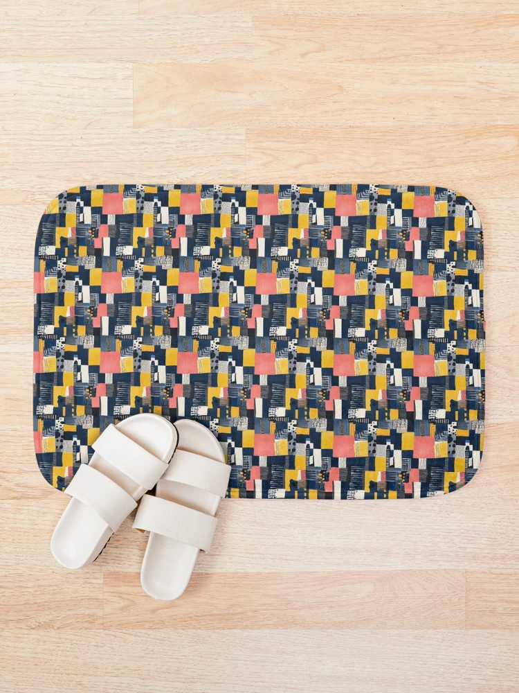 Thumbnail 1 of 6, Bath Mat, Modern patchwork designed and sold by MidArtForge.